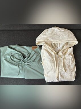 PINK Victoria's Secret Cream Zip Hoodie and leggings Size Medium